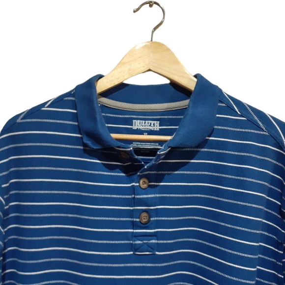 Duluth Trading Co Men's Size XL No Polo Short Sleeve Stripe Polo Blue White - Picture 7 of 13